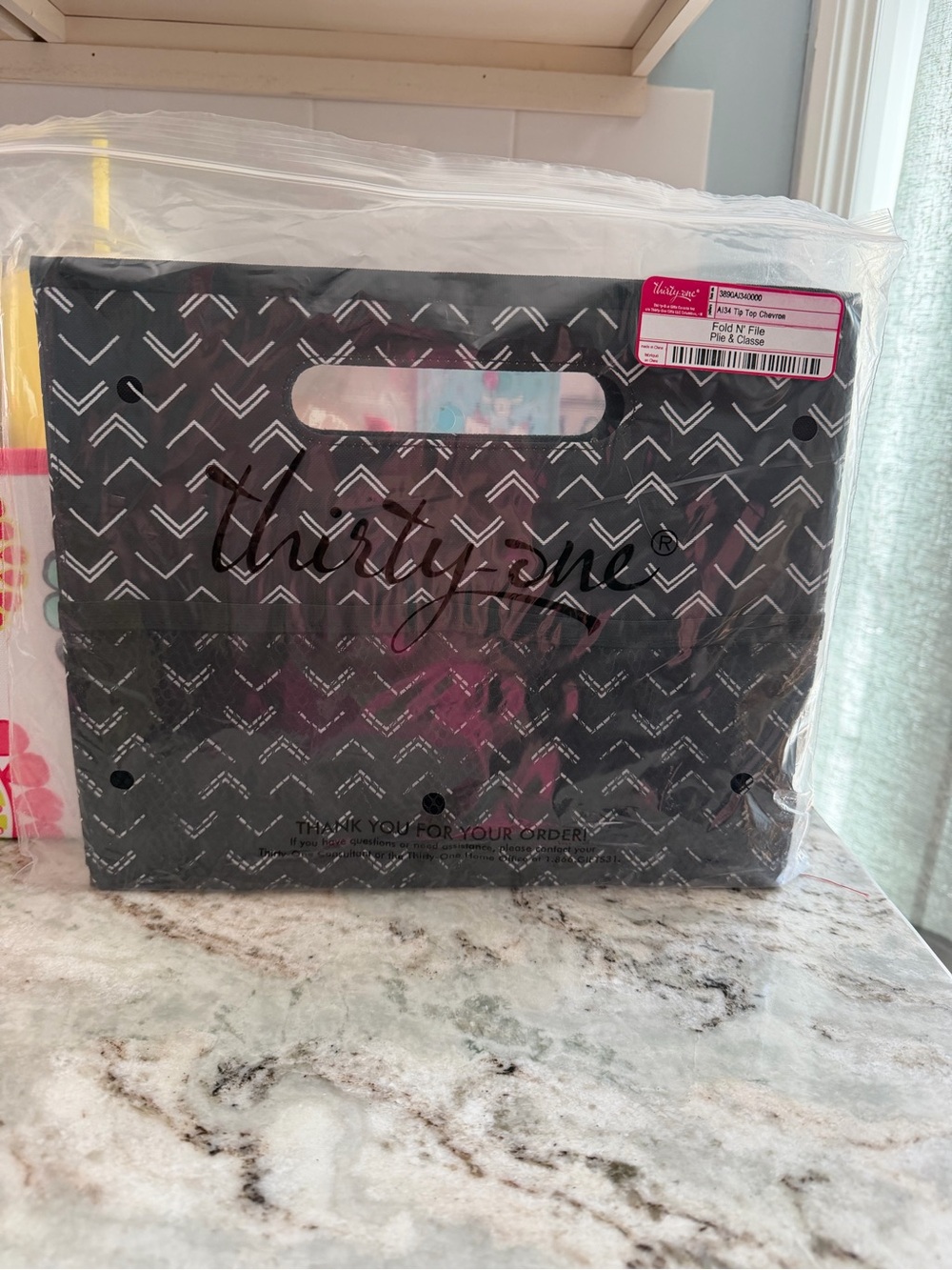 Thirty-One Gifts Black and White Chevron Fold N' File Organizer